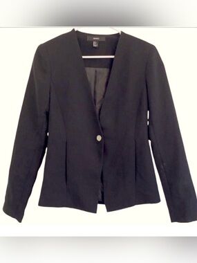 FOREVER 21 BLAZER BLACK LINED TAPERED BUTTON JACKET SMALL